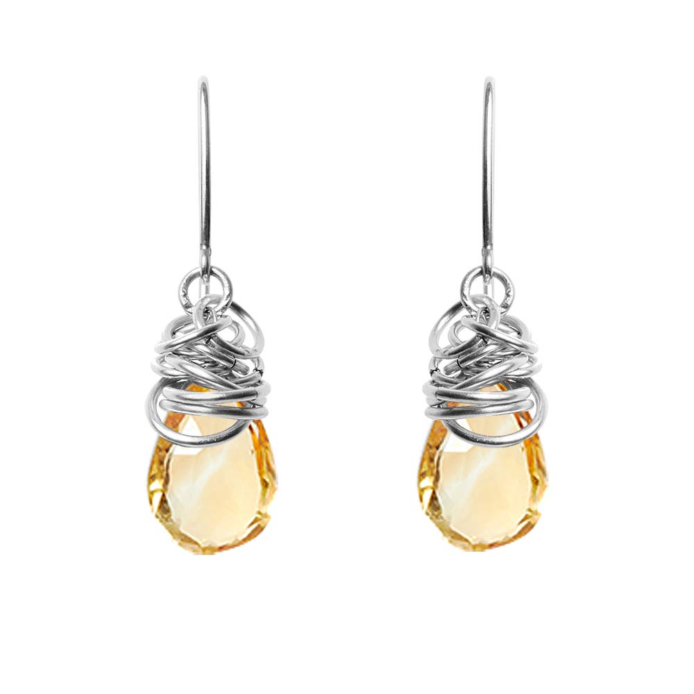 Sterling silver Citrine earrings, Sterling silver Citrine gemstone earrings, Sterling silver Citrine birthstone earrings