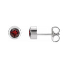 Garnet Sterling silver birthstone earrings in bezel setting, perfect birthday gift