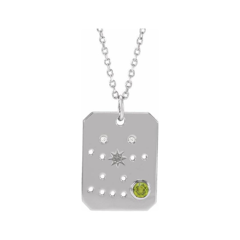 Sterling silver Gemini constellation necklace with diamonds and birthstone on gold chain(May-21---Jun-20) variant--Gemini variant--Sterling-silver