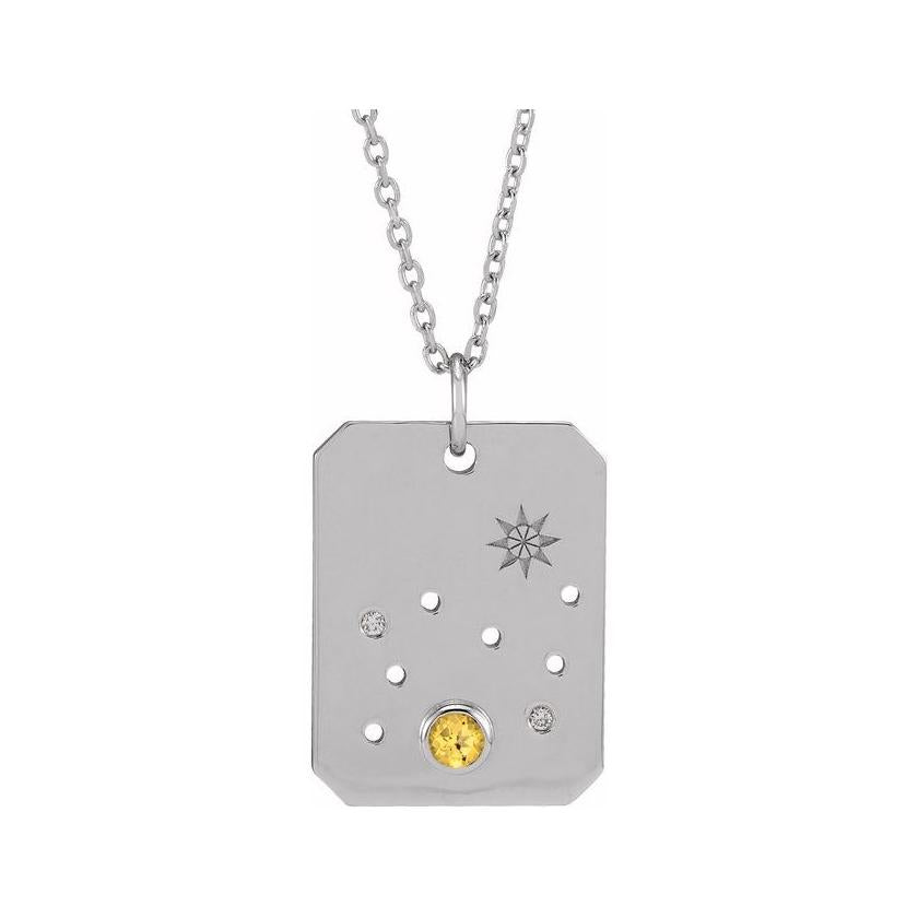 Sterling silver Leo constellation necklace with diamonds and birthstone on gold chain(Jul-23---Aug-22) variant--Leo variant--Sterling-silver