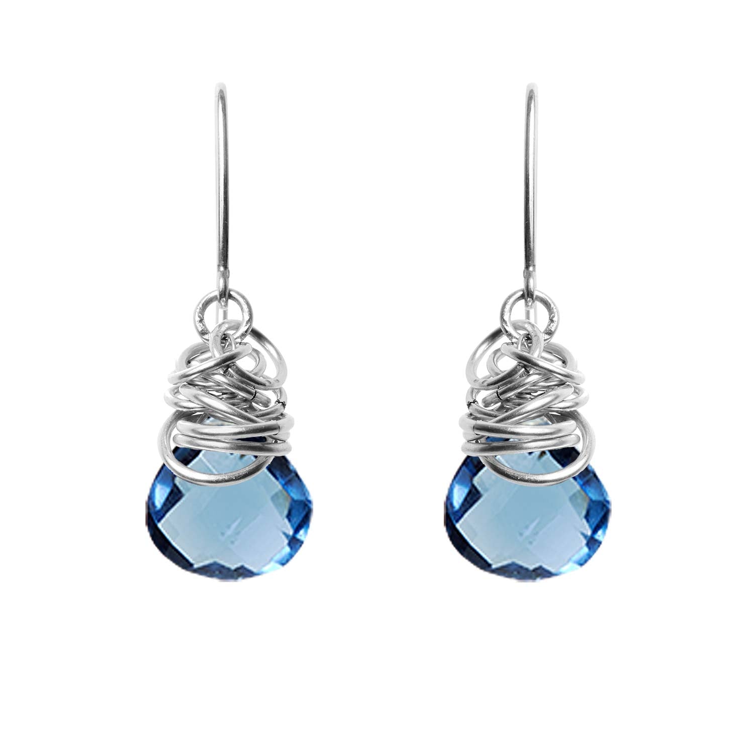 Sterling silver London Blue Topaz earrings, Sterling silver London Blue Topaz gemstone earrings, Sterling silver London Blue Topaz birthstone earrings