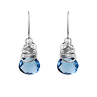 Handmade London Topaz dangle earrings in Sterling silver for perfect birthstone gift
