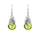 Handmade Peridot dangle earrings in Sterling silver for perfect birthstone gift