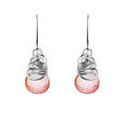 Handmade Pink Topaz dangle earrings in Sterling silver for perfect birthstone gift
