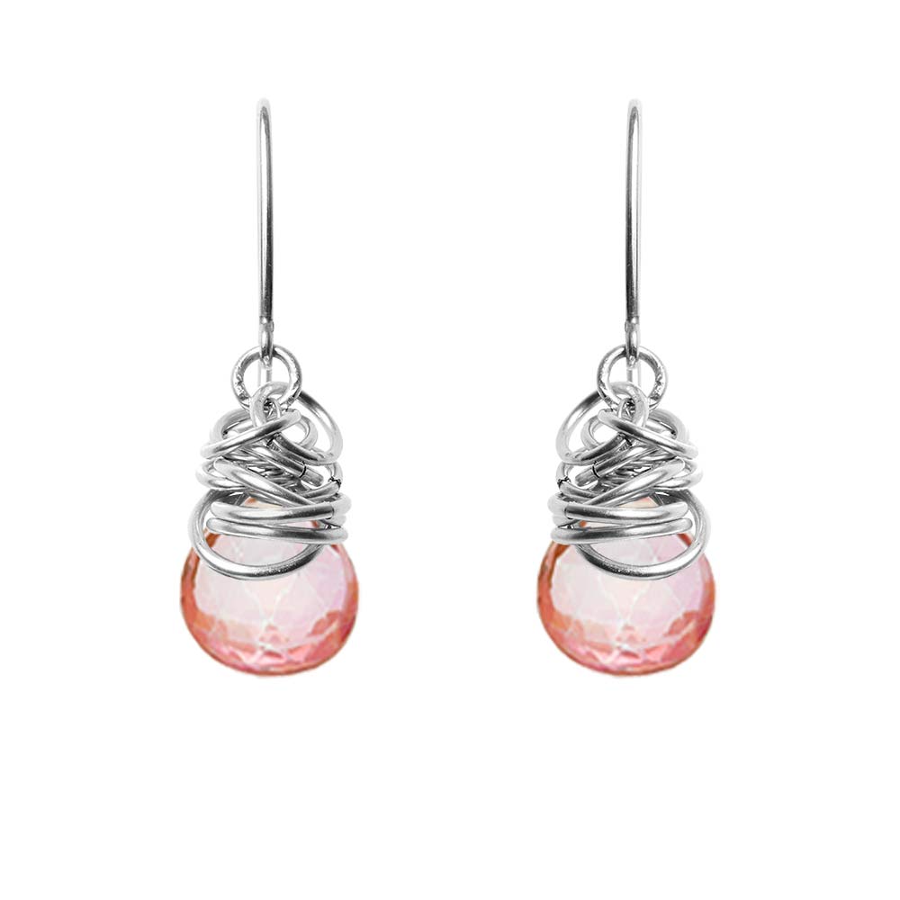 Sterling silver Pink Topaz earrings, Sterling silver Pink Topaz gemstone earrings, Sterling silver Pink Topaz birthstone earrings