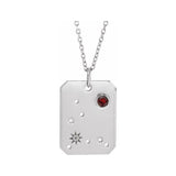 Sterling silver Pisces constellation necklace with diamonds and birthstone on gold chain (Feb 19 - Mar 20)