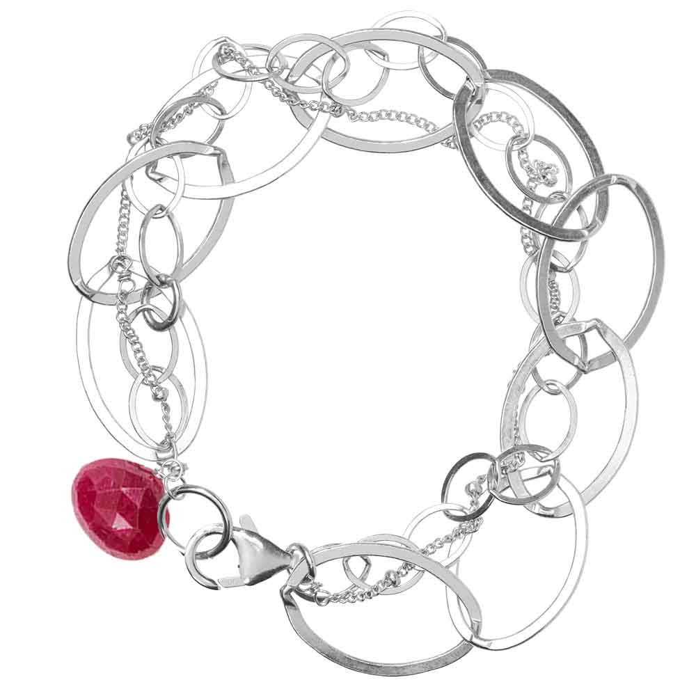 Sterling silver Ruby bracelet, Sterling silver Ruby gemstone bracelet, Sterling silver Ruby birthstone bracelet