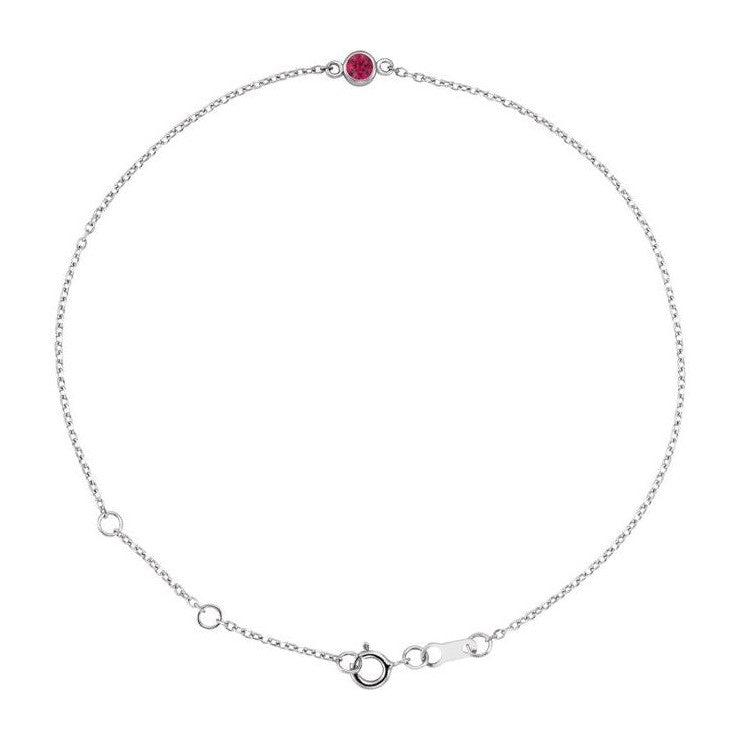 Sterling silver Ruby bracelet, Sterling silver Ruby birthstone bracelet, Sterling silver Ruby gemstone bracelet