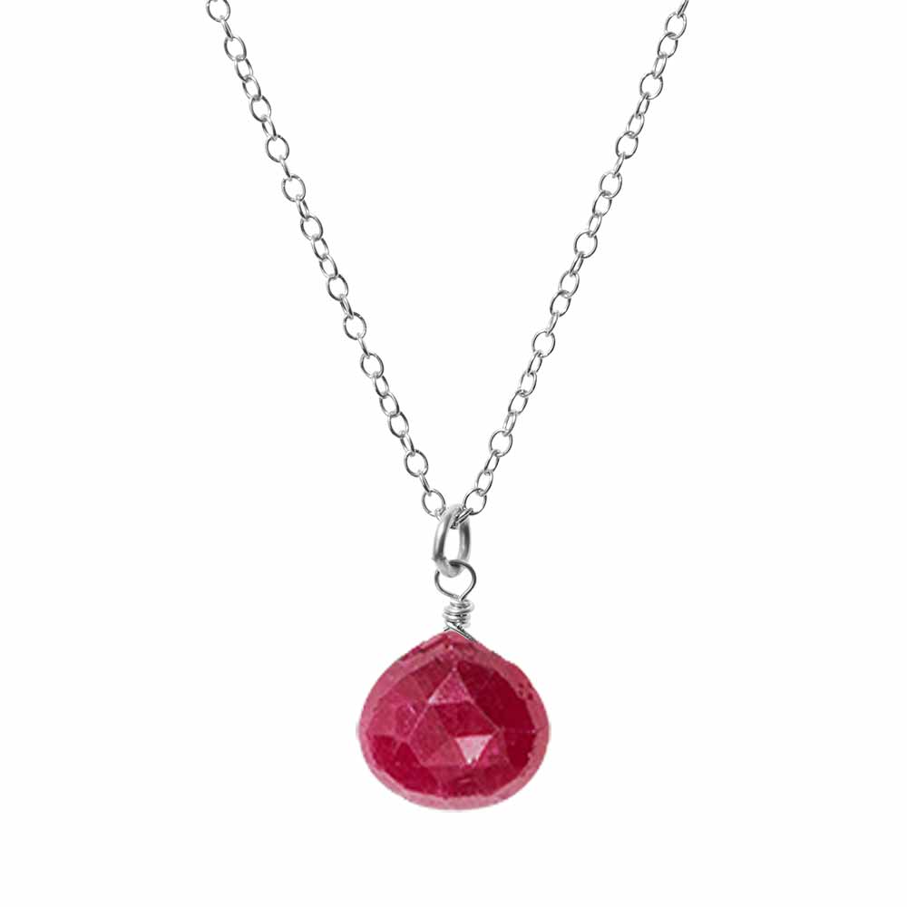 Sterling silver Ruby necklace, Sterling silver Ruby gemstone necklace, Sterling silver Ruby birthstone necklace