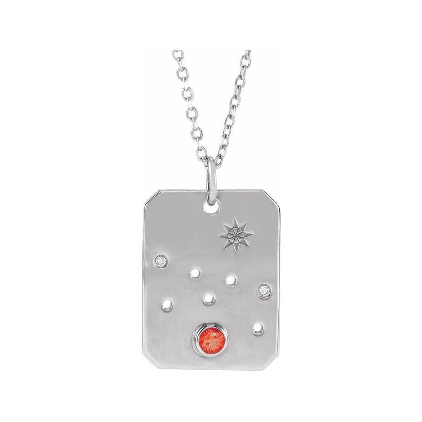 Sterling silver Taurus constellation necklace with diamonds and birthstone on gold chain(Apr-20---May-20) variant--Taurus variant--Sterling-silver