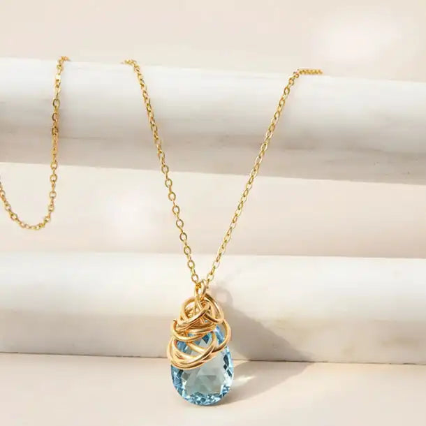 Textured swiss topaz necklace for December birthstone  variant--Gold-fill, variant--Rose-gold-fill, variant--Sterling-silver, variant--Oxidized-sterling-silver variant--Swiss-topaz