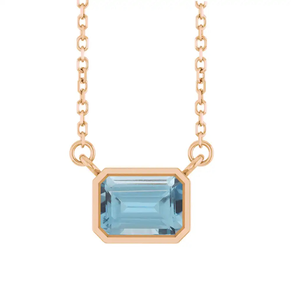 East West Emerald-Cut 14K rose gold Necklace in Swiss Topaz variant--14K-rose-gold variant--Swiss-topaz