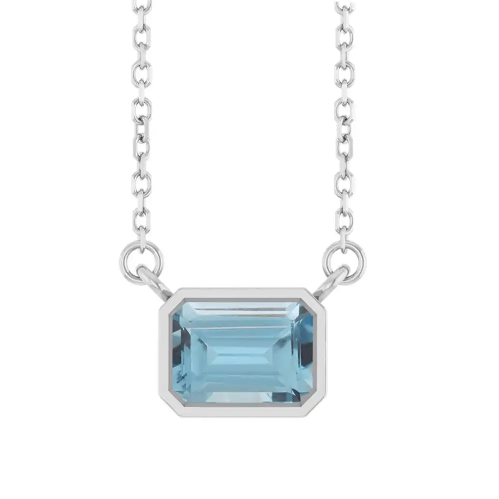 December birthstone necklace with east-west setting in white gold variant--14K-white-gold variant--Swiss-topaz