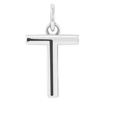 Modern initial charm letter T in 14K white gold variant--T variant--Sterling-silver variant--14K-white-gold