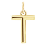 Modern initial charm letter T in 14K yellow gold variant--T variant--14K-yellow-gold