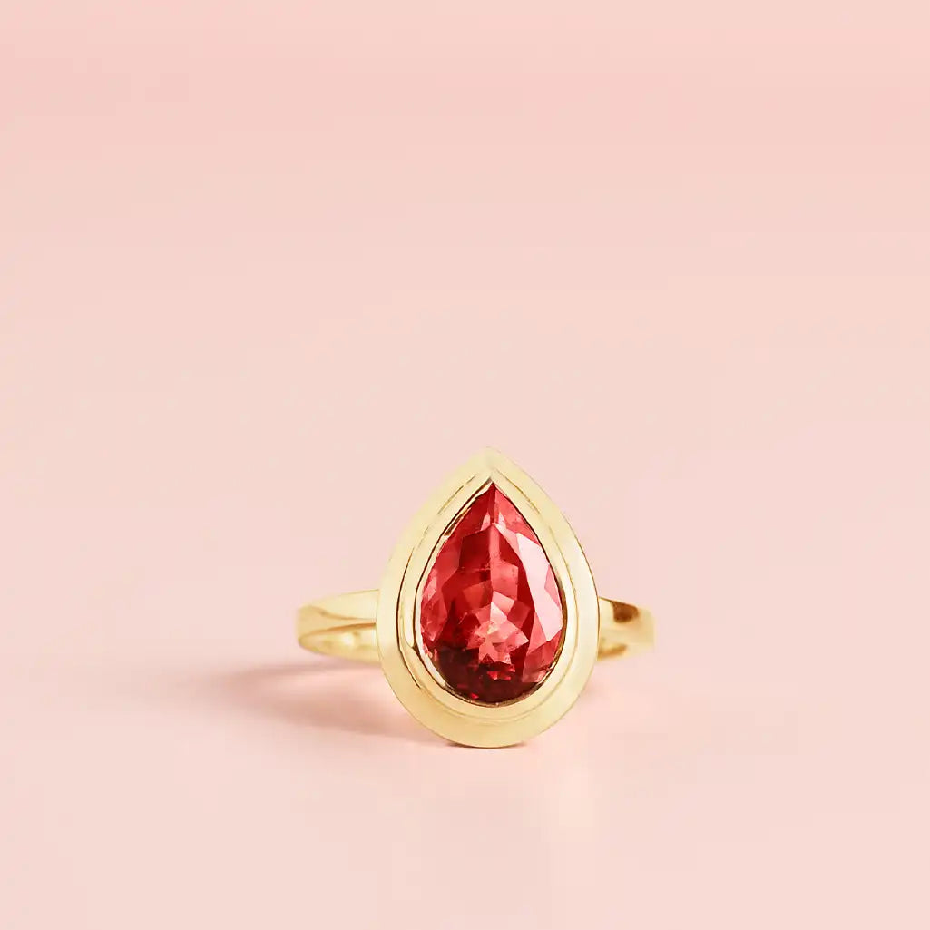 Teardrop Tourmaline cocktail ring in 10K recycled gold