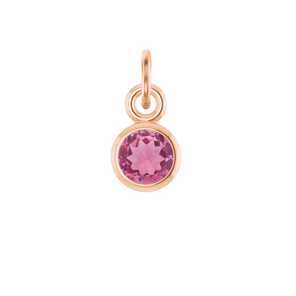 Tourmaline birthstone charm in 14k rose gold — vibrant personalized jewelry for October birthdays.