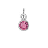 October birthstone charm featuring a bezel-set 3mm tourmaline in 14K recycled gold variant--14K-white-gold