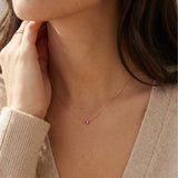 14K gold tourmaline necklace shown on model variant--14K-rose-gold,  variant--14K-yellow-gold,  variant--14K-white-gold, variant--Sterling-silver, variant--Tourmaline
