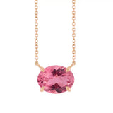 East West Oval 14K rose gold Necklace in Tourmaline variant--14K-rose-gold variant--Tourmaline
