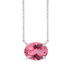 Sterling silver necklace with sideways-set pink tourmaline stone variant--Sterling-silver variant--Tourmaline