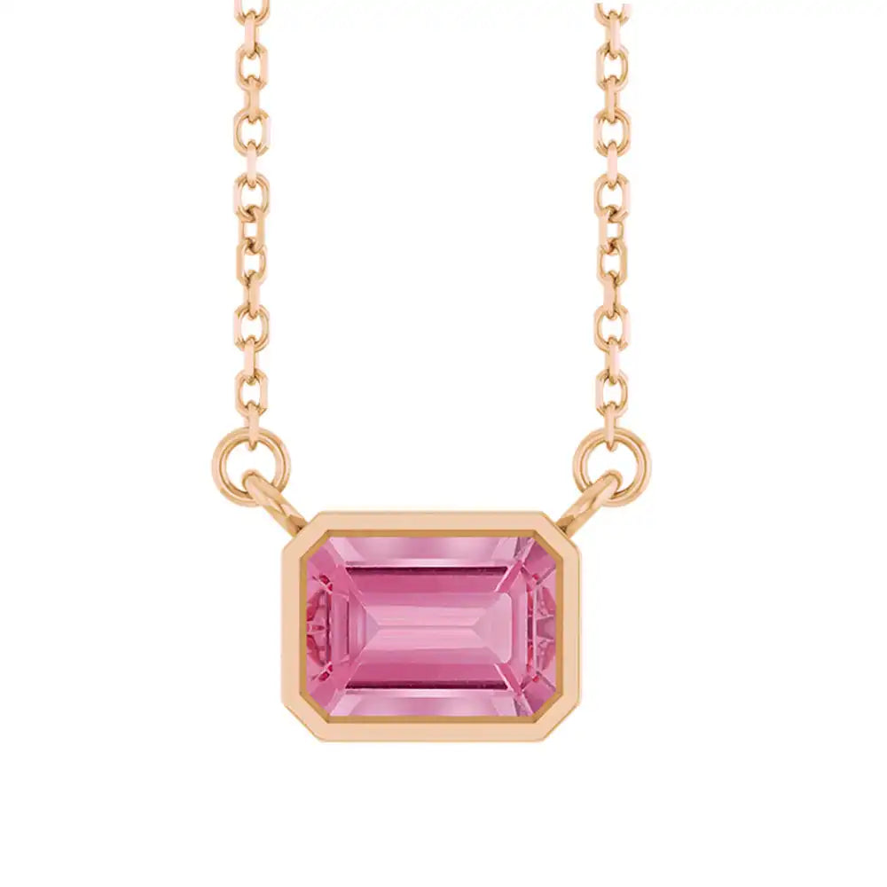 East West Emerald-Cut 14K rose gold Necklace in Tourmaline variant--14K-rose-gold variant--Tourmaline