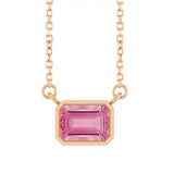 East West Emerald-Cut 14K rose gold Necklace in Tourmaline variant--14K-rose-gold variant--Tourmaline