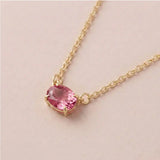 East-west pink tourmaline necklace in 14K yellow gold for October birthstone variant--14K-rose-gold variant--14K-white-gold variant--14K-yellow-gold variant--Sterling-silver variant--Tourmaline