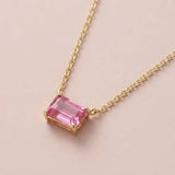 pink tourmaline emerald-cut necklace in 14K yellow gold variant-14K-yellow-gold variant-14K-white-gold variant-14K-rose-gold variant-Sterling-silver