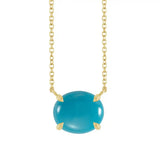 Turquoise East West Oval Necklace in 14K yellow gold variant--14K-yellow-gold variant--Turquoise