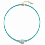 Turquoise Beaded Pearl Choker