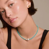 Turquoise Beaded Pearl Choker