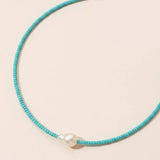 Turquoise Beaded Pearl Choker
