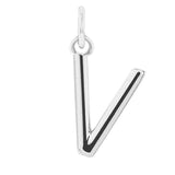 Modern initial charm letter V in 14K white gold variant--V variant--Sterling-silver variant--14K-white-gold