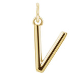 Modern initial charm letter V in 14K yellow gold variant--V variant--14K-yellow-gold