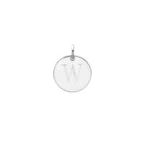 Engraved initial W disc charm in sterling silver, front view variant--W variant--Sterling-silver