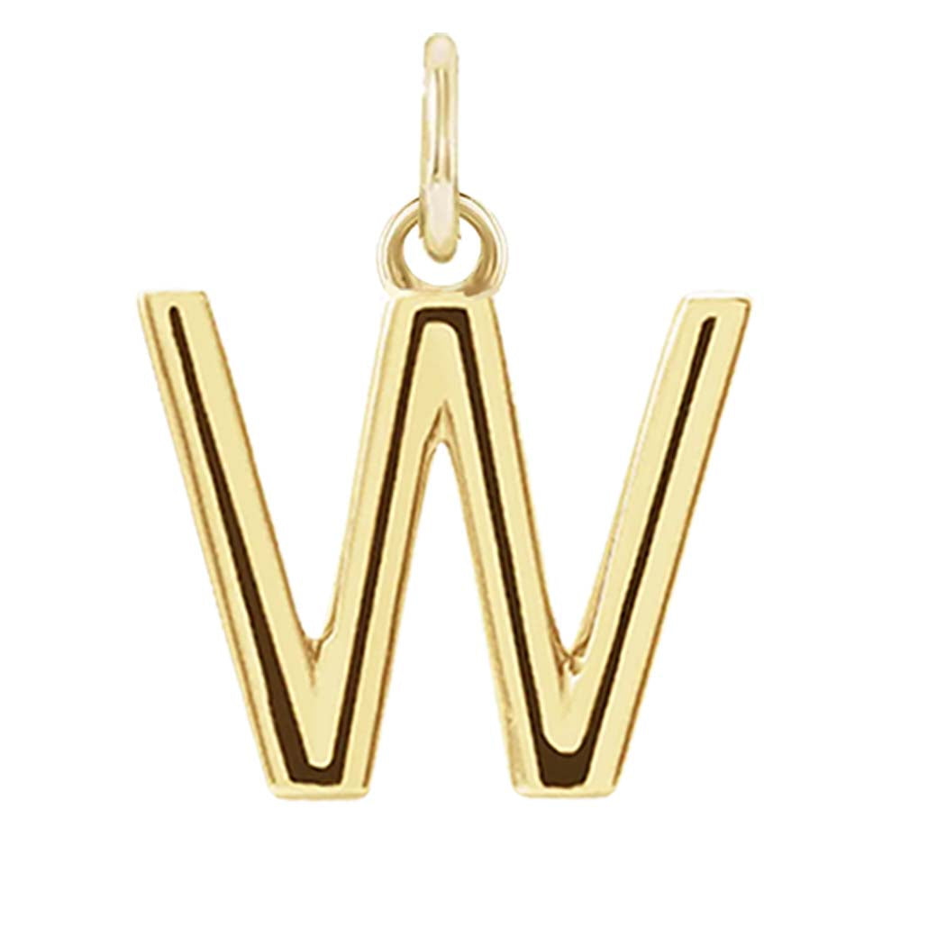 Modern initial charm letter W in 14K yellow gold variant--W variant--14K-yellow-gold