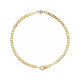 White Sapphire link bracelet in solid gold with 5mm ethically sourced stone variant--Diamond-Nat