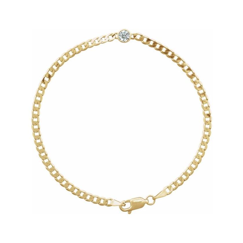 White Sapphire link bracelet in solid gold with 5mm ethically sourced stone variant--Diamond-Nat