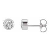 White sapphire bezel stud earrings side view in 14K white gold variant--14K-white-gold