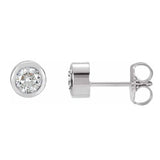 White sapphire bezel stud earrings side view in sterling silver variant--Sterling-silver