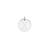 Engraved initial X disc charm in sterling silver, front view variant--X variant--Sterling-silver