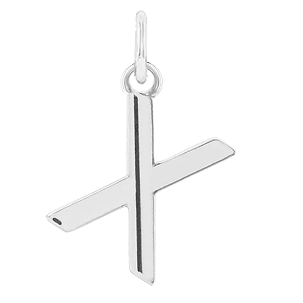 Modern initial charm letter X in 14K white gold variant--X variant--Sterling-silver variant--14K-white-gold