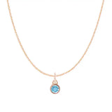 Zircon birthstone charm necklace in 14K rose gold, bezel-set pendant, product shot variant--14K-rose-gold
