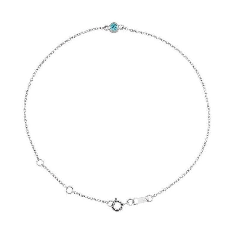 Zircon / Dec 14K white gold bracelet, Zircon / Dec 14K white gold birthstone bracelet, Zircon / Dec 14K white gold gemstone bracelet