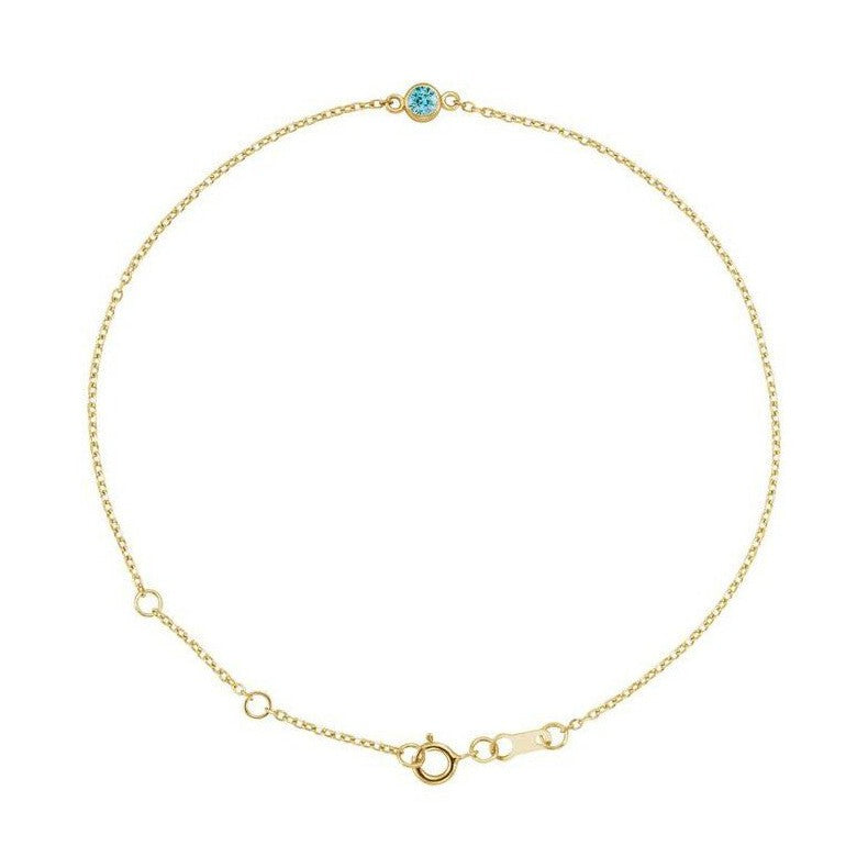 Zircon / Dec 14K yellow gold bracelet, Zircon / Dec 14K yellow gold birthstone bracelet, Zircon / Dec 14K yellow gold gemstone bracelet