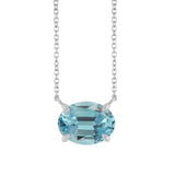 Oval zircon charm necklace in sterling silver with prong setting variant--Sterling-silver variant--Zircon