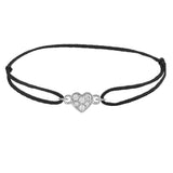 Adjustable silk bracelet with diamond heart charm white gold variant--14K-white-gold