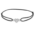 Adjustable silk bracelet with diamond heart charm