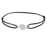 Adjustable silk bracelet with diamond paw charm white gold variant--14K-white-gold
